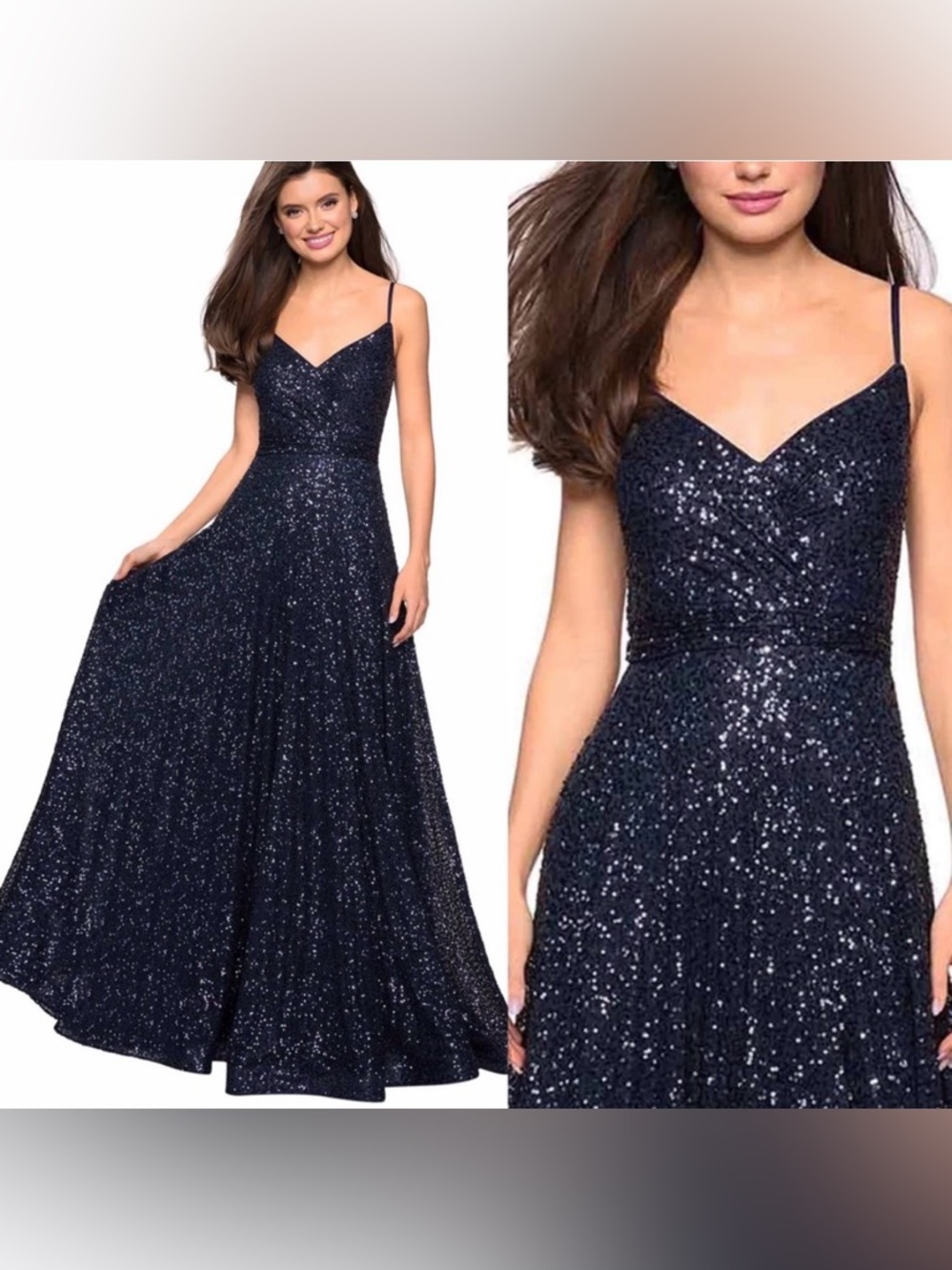 La Femme
Sequin Empire Waist Prom Dress with V Back size 0
